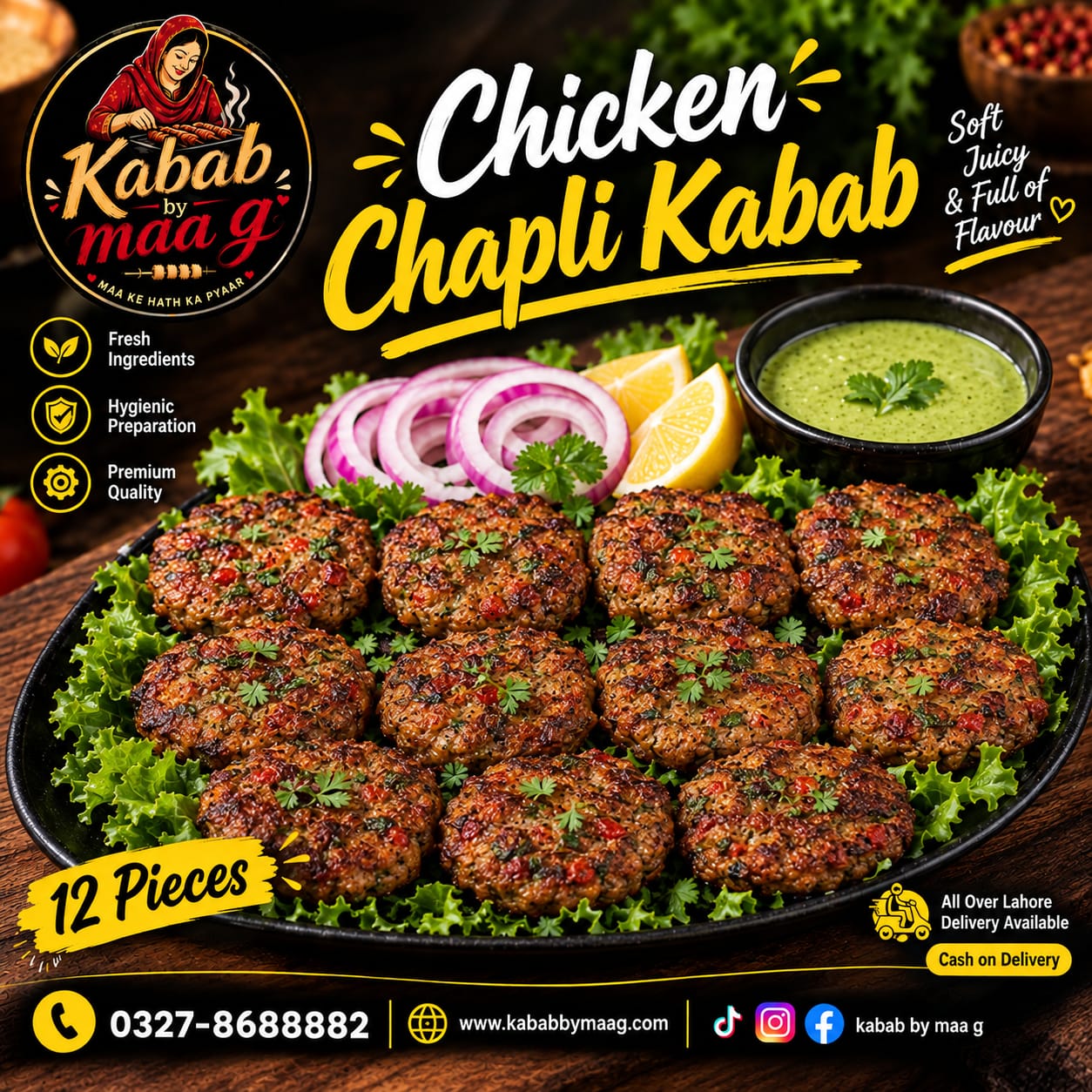 Chicken Chapli Kabab – 12 Pieces